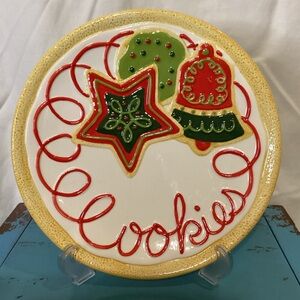 Fits and Floyd Christmas Cookie Santa Plate 9.25”x9.25” Ceramic